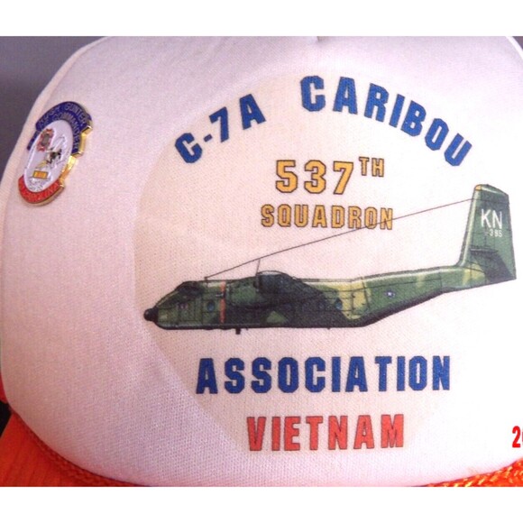 C-7A Caribou Association Vietnam 537th Squadron Trucker Hat Hugh Gunter 2002 Pin - Picture 2 of 9